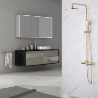 Gold/Black Bathroom Faucet Set Rain Shower Head Bath Faucet Wall Mounted Bathtub Shower Mixer Tap Shower Faucet Shower Set Mixer