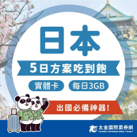 【太金網卡】日本5天每日3GB高速流量吃到飽上網卡(大流量)