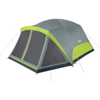 Coleman Skydome Camping Tent with Screen Room, Weatherproof 4/6/8 Person Tent with Screened-in Porch, Includes Rainfly, Carry Ba