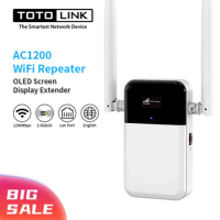 TOTOLINK EX1200L Wifi Repeater AC1200M Dual Band Wifi Extender With Lan Port Screen Display 2.4G+5Gh