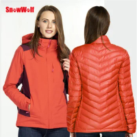 SNOWWOLF Women Winter Outdoor Softshell Hiking Jacket Waterproof Hooded Thermal Cotten Coat Sports Windbreaker Heated clothing