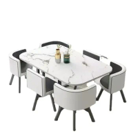New 2024 Modern Marble Top Dining Table White Classic Dining Table Living Room With 6 Chairs Set