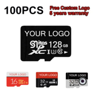 100PCS Original memory card 32GB 64GB Custom Logo C10 TF Cards SDXC 128GB 256GB 512GB 60-80MB/S U3 For Phone Drone Camera