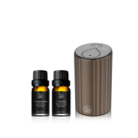 【Bonnie House 植享家】紳士魅力組(雪松精油10ml+絲柏精油10ml+晨珠森林智能淨化無線賞香儀-香檳金)