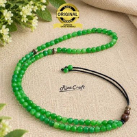 Kalung Tasbih Batu Alam Akik Kristal Giok Hijau Asli 100% Dan Original Untuk Wanita Dan Pria