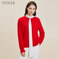 【JESSICA】舒適親膚羊絨羊毛簡約百搭圓領針織衫224355（紅）