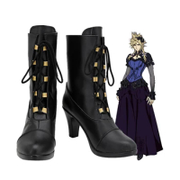 Cloud Strife High Heel Black Shoes Cosplay Final Fantasy 7 Remake Cloud Wedding Boots Custom Made for Unisex