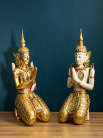 異麗東南亞風格會所門廳裝飾品泰式落地擺件美容院迎賓木雕佛像