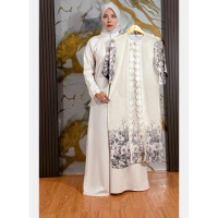 gamis set outer bahan mix ceruty ukuran jumbo L XL XXL 3XL 4XL LD 100 110 120 130 140