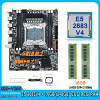 X99 Motherboard kit with Intel Xeon E5 2683 V4 CPU DDR4 16GB (2*8GB) 2133MHz Four Channel RAM Set E5 2683V4 Computer Motherboard