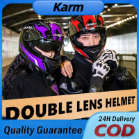 【Karm】Axk Helmet Double Motorcycle Helmet Full Face Helmet With Sunscreen And Anti Fog Function 52-6