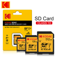 Kodak SDXC Memory Card 512GB 256GB 128GB 64GB U3 V30 4K High Speed Full Size SD Cards For Camera