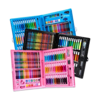 Crayon Art Set Isi 150PCS Alat Menggambar Mewarnai Melukis Krayon Koper Pensil Plastik Cat Stationer