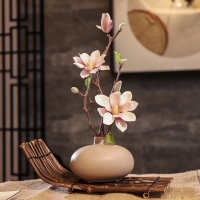 居家擺飾 新中式創意高檔古典玉蘭花仿真花藝套裝客廳家居裝飾品假花擺件-快速出貨