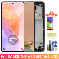 Super AMOLED Screen for Samsung Galaxy A52 A525F Lcd Dispay Digital Touch Screen Part with Frame for Samsung Galaxy A52 5G A526B