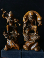 小黃楊木雕~風神.雷神,高18直徑8厘米,老雕工,值得觀賞收