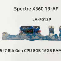 LA-F013P For HP Spectre X360 13-AF Laptop Motherboard With I5 I7 8th Gen CPU 8GB 16GB RAM 100% working
