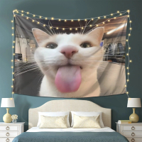 Ins Style Bedroom Decoration Cute Cat Tapestry Living Room Sofa Background Wall Creative Decoration