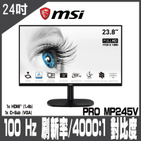 【MSI 微星】PRO MP245V 螢幕-24型/FHD/HDMI/100Hz/VA(#MP245V #螢幕)