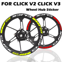 For Honda CLICK Click 125i 150i 160 V2 V3 14'' Reflective Motorcycle Wheel Hub Stickers Moto Tire Ri