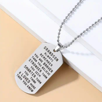 1pc Men's Punk Necklace, Dog Tag Military Stainless Steel Pendant Sweater Chain, Christmas Gift For Grandson