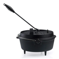 Dutch Oven Lid Lifter with Spiral Bail Handle, Cast Iron Dutch Oven Lid Lifter for Outdoor/Campfire Cooking Accessories