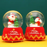 Christmas Snow Globe Cute Christmas Tree Music Snow Globe Decoration Glowing Crafts Music Snow Globe