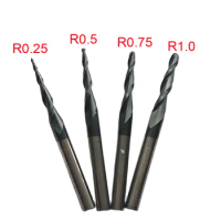 5pcs/lot R0.25~R1.0*15*D3.175*38L 1/8"Shank HRC55 Solid Carbide Tapered Ball Nose End Mills Milling Cutter Wood Engraving Tools