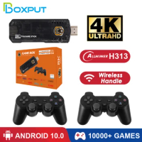BOXPUT X8 Game Stick 4K HD Android TV Stick 10000 Games Android 10 H313 WiFi Portable Home Retro Game Console 2.4G Dual Handles