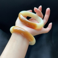 【現貨】天然新疆且末料和田白玉糖料俏色籽料羊脂玉糖白手鐲【北歐家居生活】