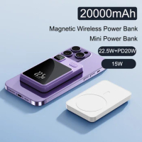 20000mAh Magnetic Qi Wireless Charger Power Bank for iPhone 14 13 Xiaomi Huawei 22.5W Fast Charging Powerbank With Magnetic Ring