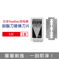 日本Feather羽毛牌 雙面鉑合金刮鬍刀片-5片/盒(本品不含刮鬍刀)