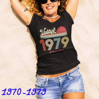 Vintage 1970 - 1979 T-Shirt Women 42-51 50 Years Old 51st 50th Birthday Gift Idea Mom Girls Wife Daughter Top Tshirt Tee Shirt