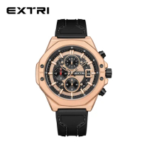 2023 New Men Watch Extri Top Brand Luxury Rubber Watch Men Fashion Business Waterproof Military Chronograph Quartz Wristwatches