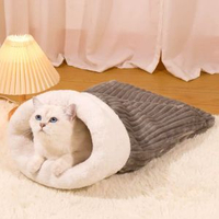 全城热卖 - 貓窩冬天保暖四季通用貓睡袋安全感窩封閉式貓床隧道寵物睡墊墊子【深度睡眠】封閉式睡袋窩-深灰色大號（適合15斤左右愛寵）