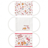 小禮堂 Hello Kitty 兒童平面布口罩 純棉口罩 平面口罩 (3入 粉白 鬆餅) 4973307-504587