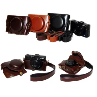 PU Leather Camera Bag Case For Sony RX100 RX100II RX100 M3 RX100III M4 M5 M6 Full Body Cover With Strap
