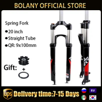 Bolany Folding Bike Suspension Fork 20 Inch Disc Brake BMX Kids Spring Forks Quick Release 9*100mm Bicycle Accessories