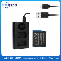 AHDBT-901 Battery and LED USB Charger for GoPro Hero 9 Hero9 Hero 10 Hero11 Action Camera Batteries