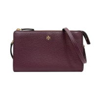 【TORY BURCH】簡約櫻桃色TB logo牛皮斜背WOC包(80090-639)