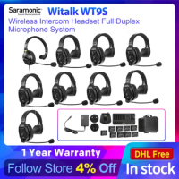 Saramonic Witalk WT9S Wireless Intercom Headset Full Duplex Microphone System Marine Boat Coaches Teamwork Communication Headset