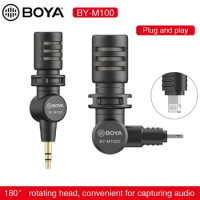 BOYA BY-M100 3.5mm TRS Plug-in Miniature Microphone for Nikon Sony Canon Panasonic Digital DSLR Camera Camcorder Audio Recorder