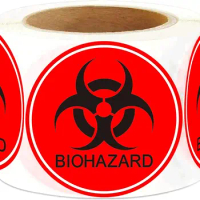 250 Pcs Biohazard Stickers Sign 2 Inch Waterproof Biohazard Warning Hazard Labels Use for Labs Hospitals and Industrial Use