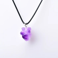 Amethyst Natural Pendant CrystalQuartz Original Stone Crystal Men AndWomen Purple Jewelry Reiki Mineral FashionJewelry Wholesale