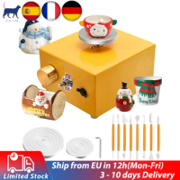 Mini Electric Pottery Wheel Machine for Art Crafts Ceramic Pottery Wheel Clay Tools Turntable with 6.5+10CM Tray &amp; Sculpting Kit