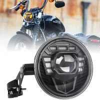Universal Motorcycle Headlight 7 inch Led Headlight with Bracket Clamp White/Amber DRL Hi/Low Beam for -Harley-Honda-Suzuki