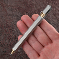Stainless Steel Hexagonal  Bolt Tactical Pen Brass Gel Pen Business Signature Pen Ballpoint Pen Gift