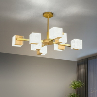 日式客廳吊燈現代簡約溫馨原木紋方塊臥室房間燈新款餐廳燈具