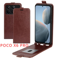POCO X6 5G X 6 PRO Retro Leather Case Luxury Skin Flip Vertical Book Holder Full Cover For XIAOMI POCO X6 PRO 5G Phone Bags