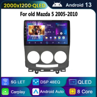 Android 13 2 Din for MAZDA 5 2005 2006 2007 2008 2009 2010 Old Car Radio Multimedia Video Player Navigation GPS RAM 8G+ROM 256G